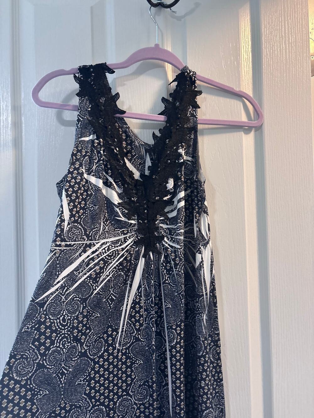 Black patterned and lack maxi dress